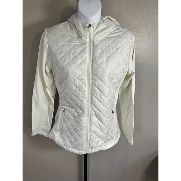 Merrell Jacket Womens Size S White  Quilted Hooded Zipper Pockets Full Zip - Picture 1 of 8